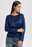 Blusa manica lunga in raso - BLU