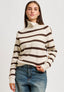 Maglia a righe con collo alto - MARRONE