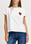 T-shirt con cuore ricamato - AVORIO