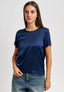Blusa girocollo in raso - BLU