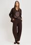 Pantalone in punto milano con pinces - MARRONE