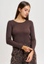 T-shirt girocollo in modal - MARRONE