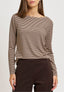 T-shirt righe collo a barca - MARRONE/BEIGE