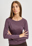 T-shirt righe collo a barca - TABACCO/BLU