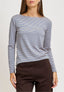 T-shirt righe collo a barca - BEIGE/AZZURRO