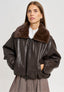 Giubbotto bomber in ecopelle - MARRONE