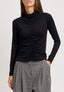 T-shirt dolcevita arricciata - NERO