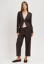 Pantalone gessato con balza - NOCCIOLA