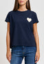 T-shirt con cuore ricamato - BLU