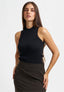 Ribbed lurex knit top - BLACK