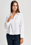 Camicia con scollo a V e spacchetti - BIANCO