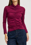 T-shirt dolcevita arricciata - BORDEAUX