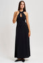 Vestito lungo con scollo a goccia - NERO