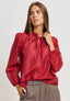 Blusa con rouches e lacci al collo - BORDEAUX