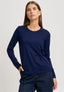 T-shirt manica lunga con nodo in vita - BLU