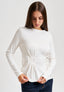 T-shirt manica lunga con pinces vita - BIANCO