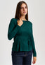 T-shirt manica lunga con pinces vita - VERDE