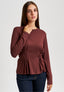 T-shirt manica lunga con pinces vita - MARRONE