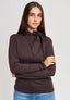 T-shirt manica lunga lacci al collo - MARRONE
