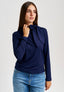 T-shirt manica lunga lacci al collo - BLU