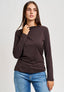 T-shirt manica lunga nodo al collo  - MARRONE