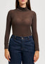 T-shirt dolcevita con cachemire - MARRONE