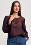 Blusa in tencell con volant ai polsi - MARRONE