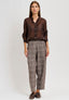 Pantalone con elastico in tartan - MARRONE