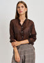Camicia coreana in tencel - MARRONE
