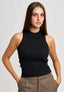 Top in maglia a costine con lurex - NERO