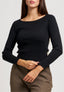 Maglia a costine con lurex - NERO