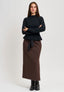 Gonna midi jacquard spinato - MARRONE