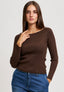 Maglia a costine con lurex - MARRONE