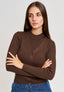 Cardigan a costine con lurex - MARRONE