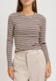 T-shirt girocollo a righe - MARRONE