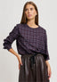 Blusa a quadri con pennello - TABACCO/BLU