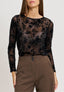 T-shirt in tulle flock  - NERO