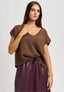 Maglia smanicata in misto cachemire - MARRONE