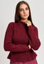 Maglia a coste con orlo volant - BORDEAUX
