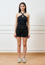 Top con spalline incrociate - NERO