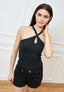 Top con spalline incrociate - NERO
