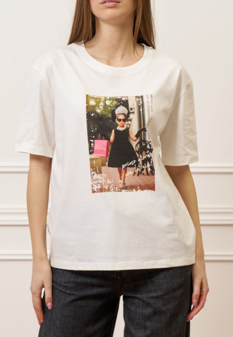 T-shirt con stampa bambina corona