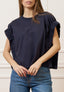 T-shirt con maniche arricciate - BLU