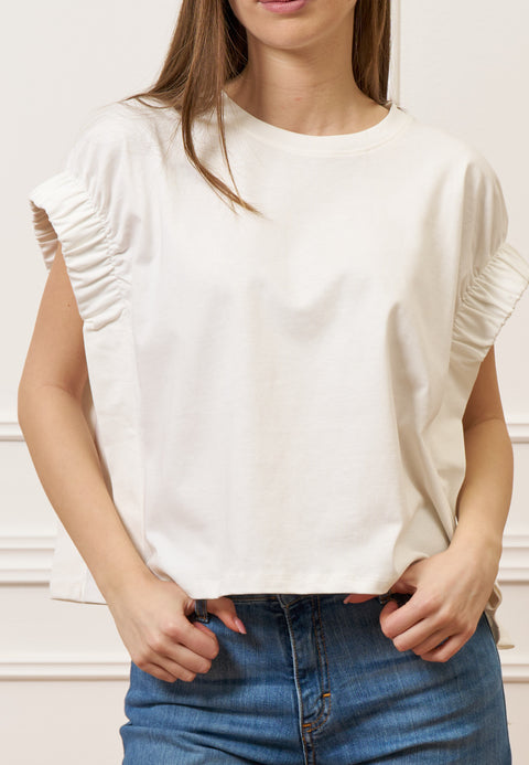 T-shirt con maniche arricciate