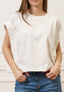 T-shirt con maniche arricciate - AVORIO