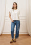 T-shirt con maniche arricciate - AVORIO