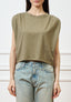 T-shirt crop con spalle arricciate - SALVIA
