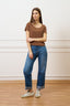 T-shirt scollo ampio in modal - TABACCO