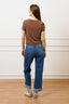 T-shirt scollo ampio in modal - TABACCO