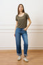 T-shirt scollo ampio in modal - MILITARE